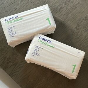 Unopened coterie diaper size 1, 33 count per pack. 2 unopened packs available